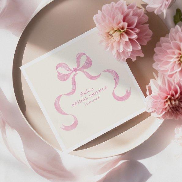 Soft Pink Hand Drawn Bow  Napkins