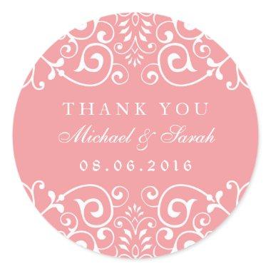 Soft Pink Swirl Flower  Favor Sticker