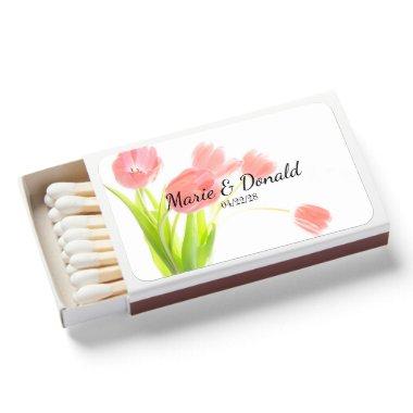 Soft Pink Tulip Wedding Shower Matchboxes
