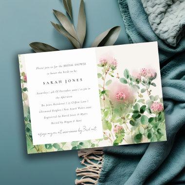 Soft Pink Watercolor Floral Garden Bridal Shower Invitations
