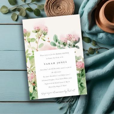 Soft Pink Watercolor Floral Garden Bridal Shower Invitations