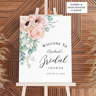 Soft Pink Watercolor Floral Girl  Poster