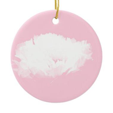 Soft Pink White Peony - Floral Ceramic Ornament