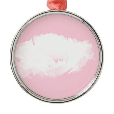Soft Pink White Peony Floral Matal R Ornament