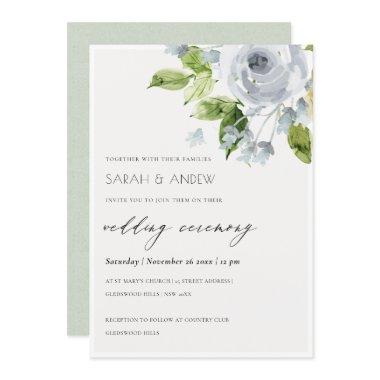 SOFT ROMANTIC AQUA BLUE WATERCOLOUR FLORAL WEDDING Invitations