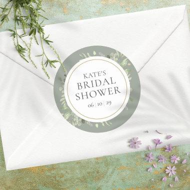 Soft Spring Leaves Silver Sage  Classic Round Sticker