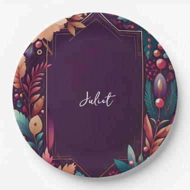 Soft Teal Fall Bold Jewel Tone  Paper Plates