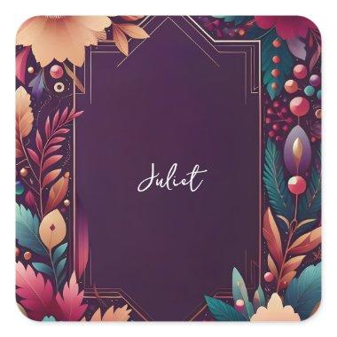 Soft Teal Fall Bold Jewel Tone  Square Sticker