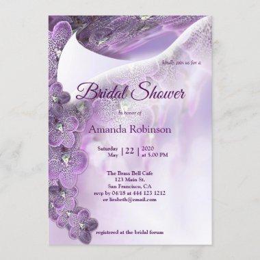 Soft Violet Orchid Bridal Shower Invitations