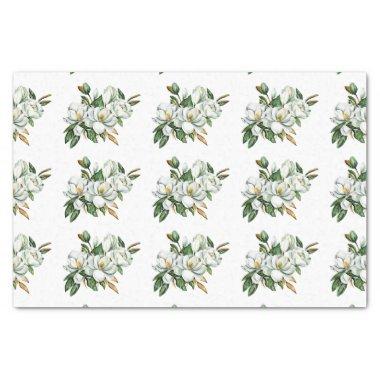 Soft Watercolor Magnolia Pattern Blue Tissue Paper