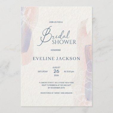 Soft watercolor pink blue powder bridal shower Invitations
