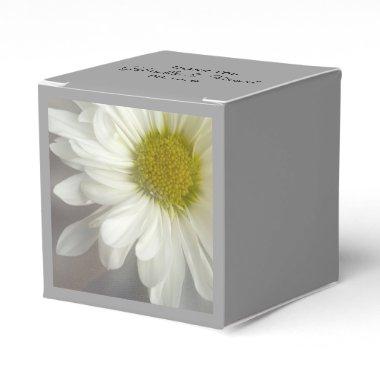 Soft White Daisy on Gray Wedding Favor Boxes