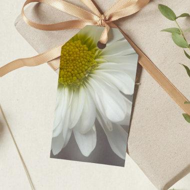 Soft White Daisy on Gray Wedding Favor Tags