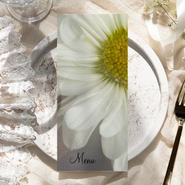 Soft White Daisy on Gray Wedding Menu