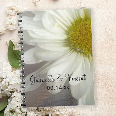 Soft White Daisy on Gray Wedding Notebook
