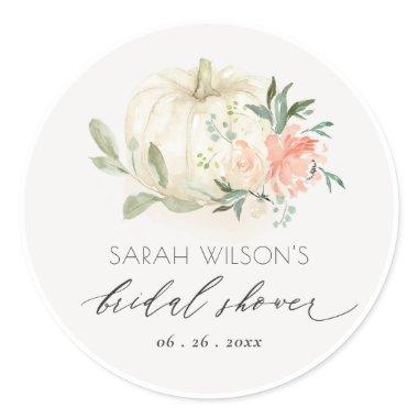 Soft White Pumpkin Blush Floral  Classic Round Sticker