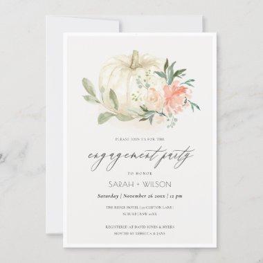 Soft White Pumpkin Blush Floral Engagement Invite