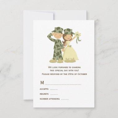 Soldier and Bride Wedding RSVP Cards