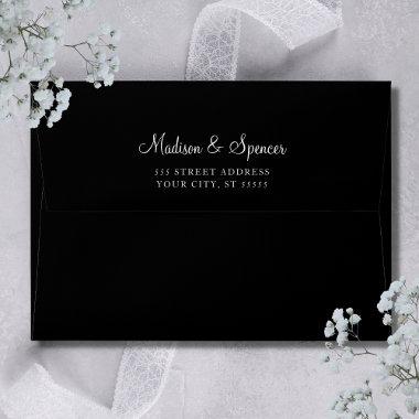 Solid Black Elegant Modern Wedding Envelope
