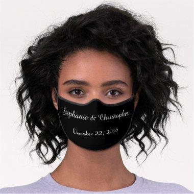 Solid Black Premium Cloth Wedding or Bridal Shower Premium Face Mask