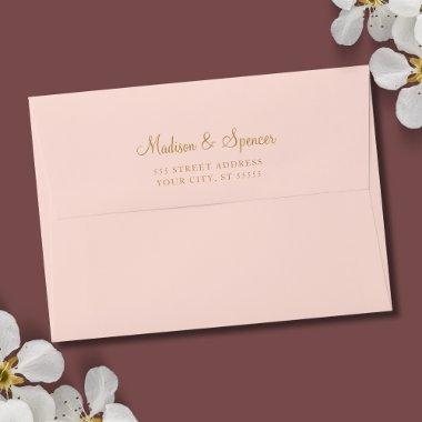 Solid Blush Pink Pastel Wedding Envelope