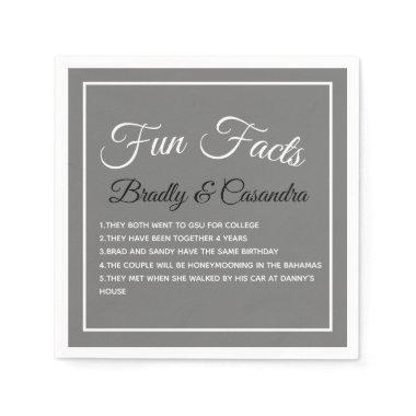 Solid color Dark gray Wedding Fun Fact Napkins