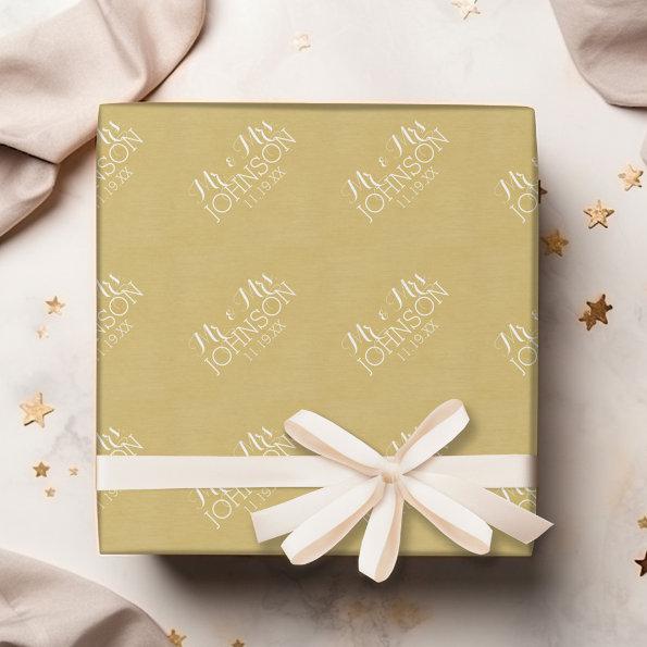 Solid Color Gold - Mr & Mrs Wedding Favors Wrapping Paper
