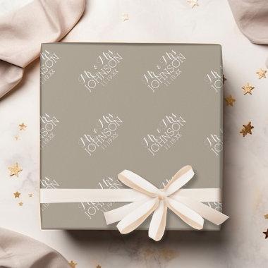 Solid Color Linen Beige - Mr & Mrs Wedding Favors Wrapping Paper