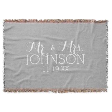 Solid Color Silver - Mr & Mrs Wedding Favors Throw Blanket