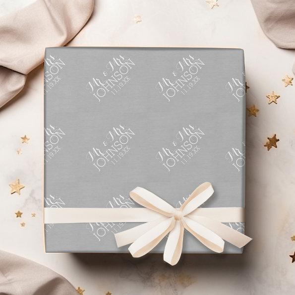Solid Color Silver - Mr & Mrs Wedding Favors Wrapping Paper