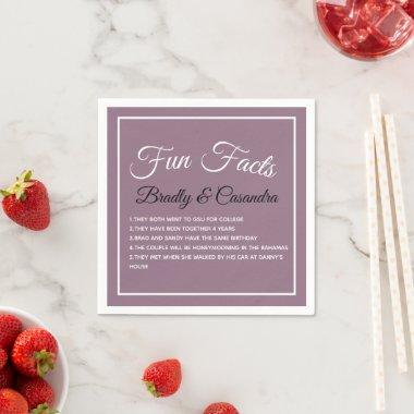 Solid color Soft plumb Wedding Fun Fact Napkins