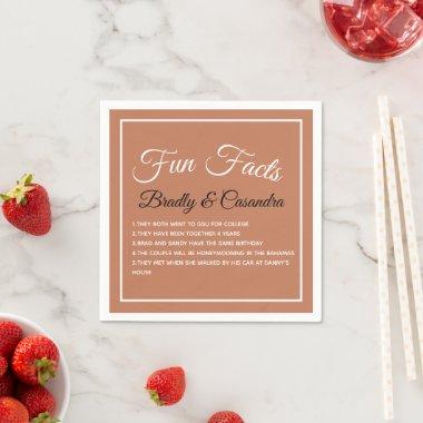 Solid color Terracotta Wedding Fun Fact Napkins