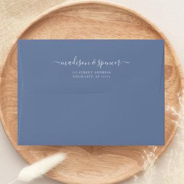Solid Dusty Blue Elegant Modern Wedding Envelope
