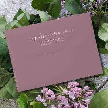 Solid Medium Dusty Mauve Pink Wedding Envelope