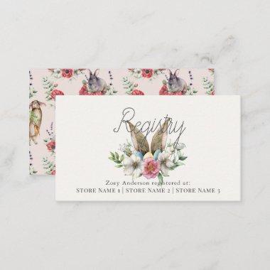 Some Bunny Ear Floral Pink Gift Registry Enclosure Invitations