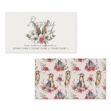 Some Bunny Ear Floral Pink Gift Registry Enclosure Invitations