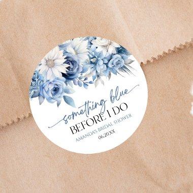 Something Blue Before I Do Floral  Classic Round Sticker