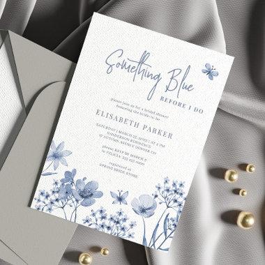 Something blue before I do floral bridal shower Invitations