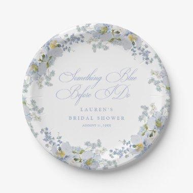 Something Blue Before I Do Floral  Paper Plates