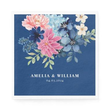 Something blue before i do Floral wedding Napkins