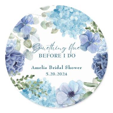 Something blue before i do hydrangea  classic round sticker