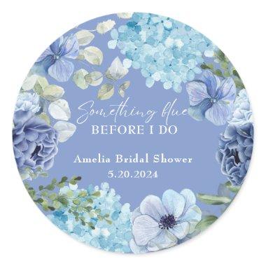 Something blue before i do hydrangea  classic round sticker