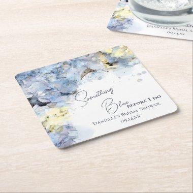 Something Blue Before I Do Hydrangea  Square Paper Coaster