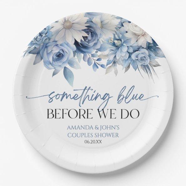 Something Blue Before We Do Floral Couples Shower Paper Plates