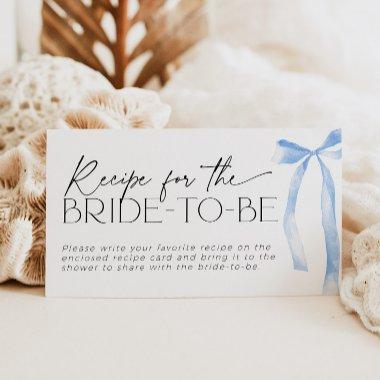 Something Blue Bow Recipe for Bride-to-Be Request Enclosure