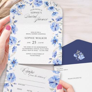 Something Blue Bridal Shower and Tear Away Recipe All In One Invitations