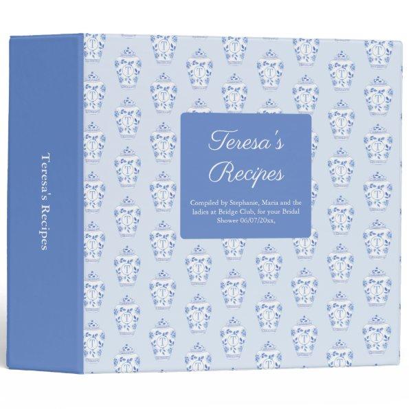 Something Blue Bridal Shower Recipe 3 Ring Binder