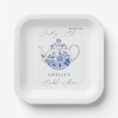 Something Blue  Toile Teapot Paper Plates
