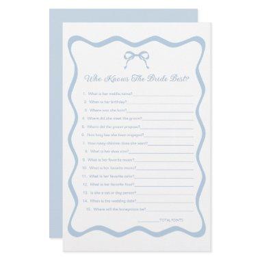 Something Blue  Who Knows Bride Game
