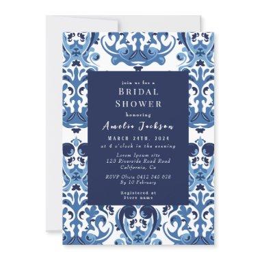 Something blue chinoiserie pattern Bridal shower Invitations